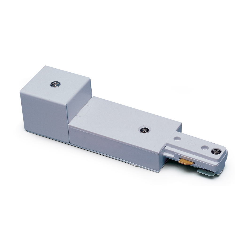 Live End Conduit Feed for Two-Circuit Track (Left Polarity), Silver Finish