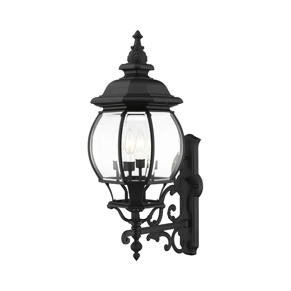 4 Lt Textured Black Outdoor Wall Lantern
