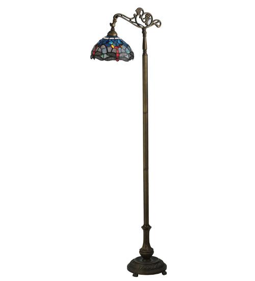 60.5"H Tiffany Hanginghead Dragonfly Bridge Arm Floor Lamp