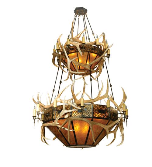 68"W Antlers Elk 2 Tier Chandelier