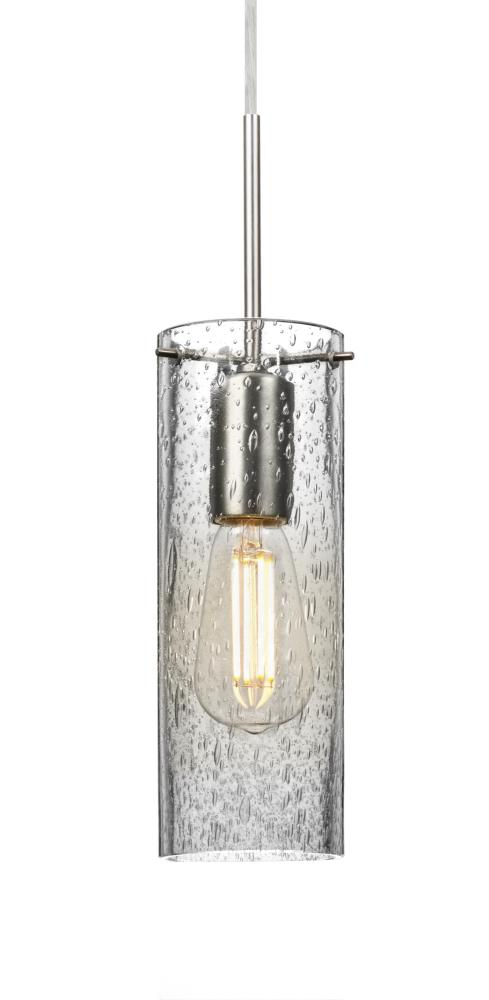 Besa, Juni 10 Pendant For Multiport Canopy, Clear Bubble, Satin Nickel, 1x4W LED Fila