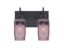 Besa Lighting 2WG-MILO4PL-BK - Besa Milo 4 Vanity, Purple, Black Finish, 2x60W Medium Base