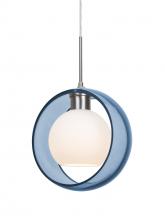 Besa Lighting J-MANABL-SN - Besa Mana Pendant For Multiport Canopy, Blue/Opal, Satin Nickel Finish, 1x60W Medium