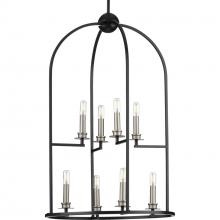  P500122-031 - Seneca Collection Eight-Light Matte Black Farmhouse Pendant Light