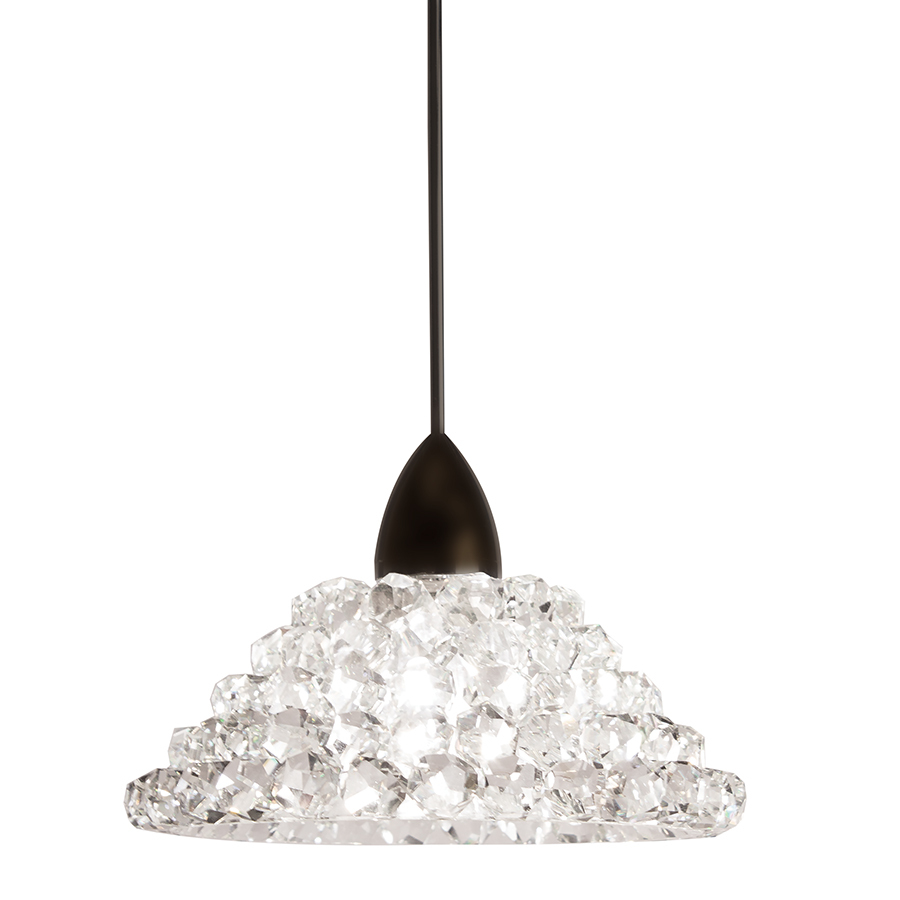 Giselle LED Clear Diamond Pendant with Dark Bronze Canopy