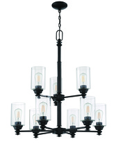 Craftmade 49829-FB-C - Dardyn 9 Light Chandelier in Flat Black (Clear Glass)