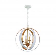 Crystorama 584-MT-GA - Luna 4 Light Matte White + Antique Gold Sphere Mini Chandelier