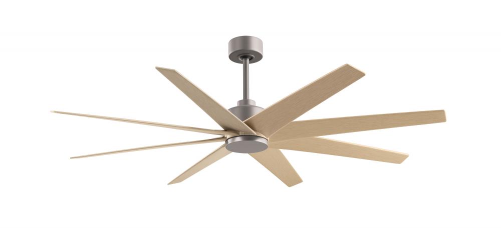 Ariella 8-blade ceiling fan in Brushed Nickel and Light Maple Tone blades