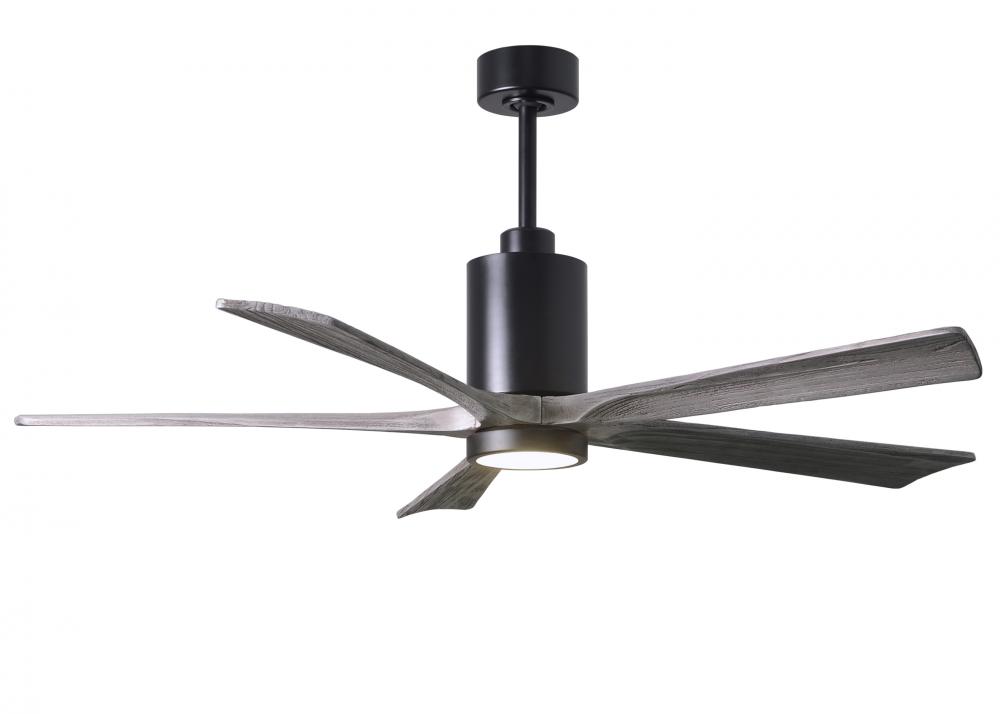 Patricia-5 five-blade ceiling fan in Matte Black finish with 60” solid barn wood tone blades and