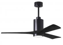 Matthews Fan Company PA3-BK-BK-52 - Patricia-3 three-blade ceiling fan in Matte Black finish with 52” solid matte black wood blades