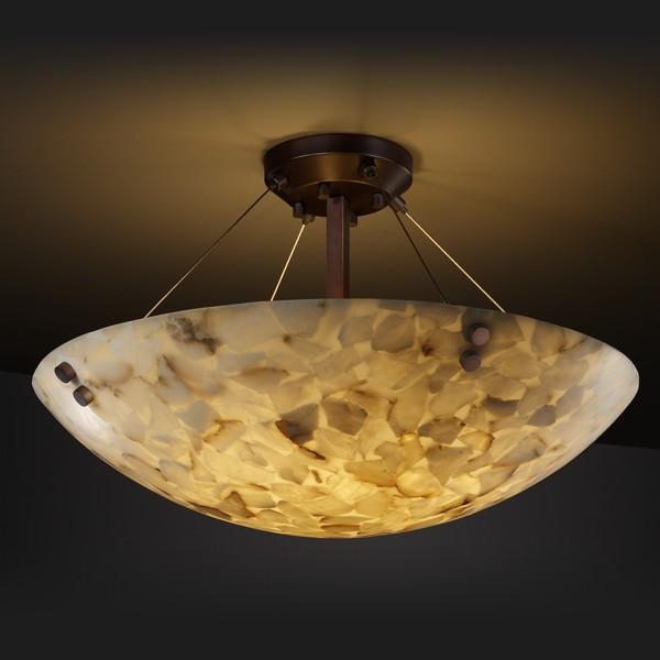 48" LED Semi-Flush Bowl w/ Concentric Circles Finials