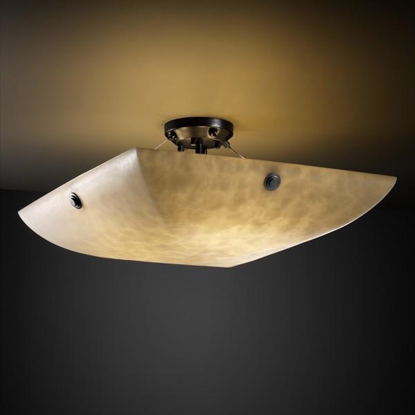 18" Semi-Flush Bowl w/ Pair Square Finials