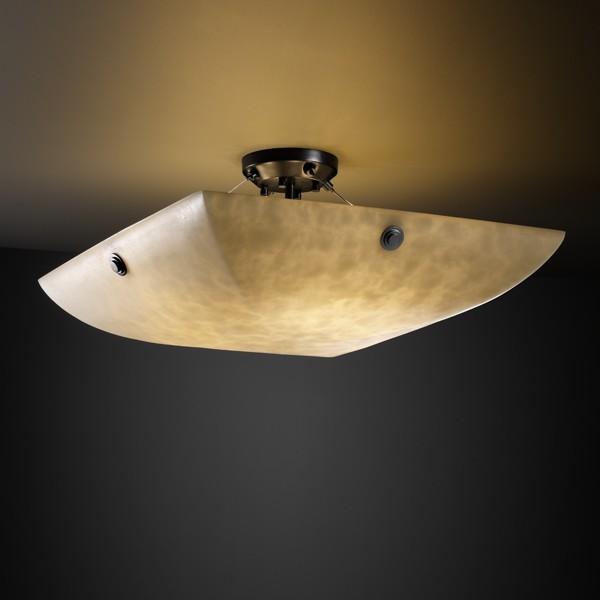 24" Semi-Flush Bowl w/ Concentric Circles Finials