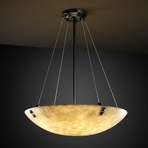 36" Pendant Bowl w/ PAIR CYLINDRICAL FINIALS