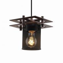 Justice Design Group MSH-8165-10-DBRZ-BKCD - Metropolis 1-Light Small Pendant - Square Frame (2 Flat Bars)