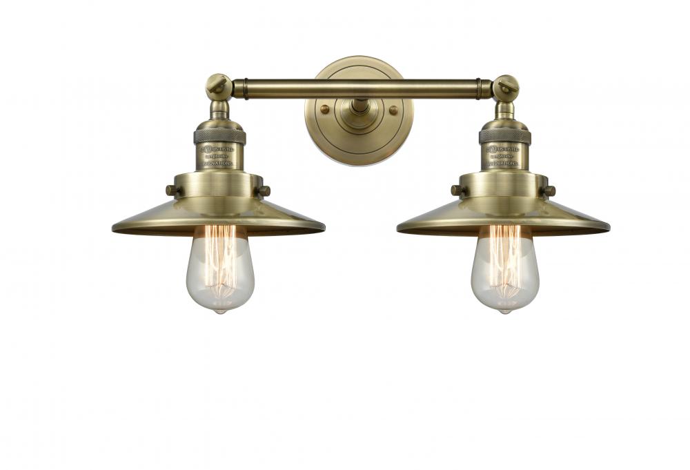 Railroad - 2 Light - 18 inch - Antique Brass - Adjustable Bath Vanity Light