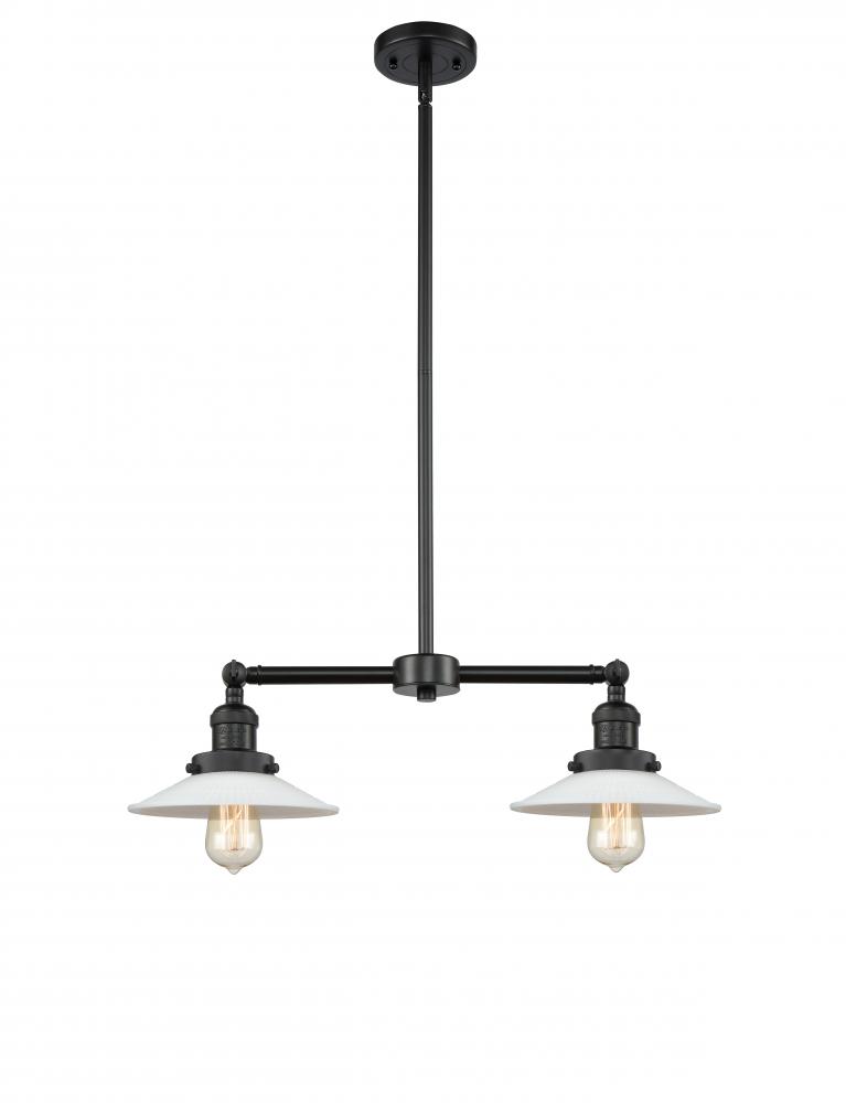 Halophane - 2 Light - 21 inch - Matte Black - Stem Hung - Adjustable Island Light