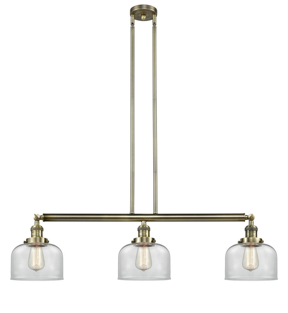 Bell - 3 Light - 41 inch - Antique Brass - Stem Hung - Adjustable Island Light