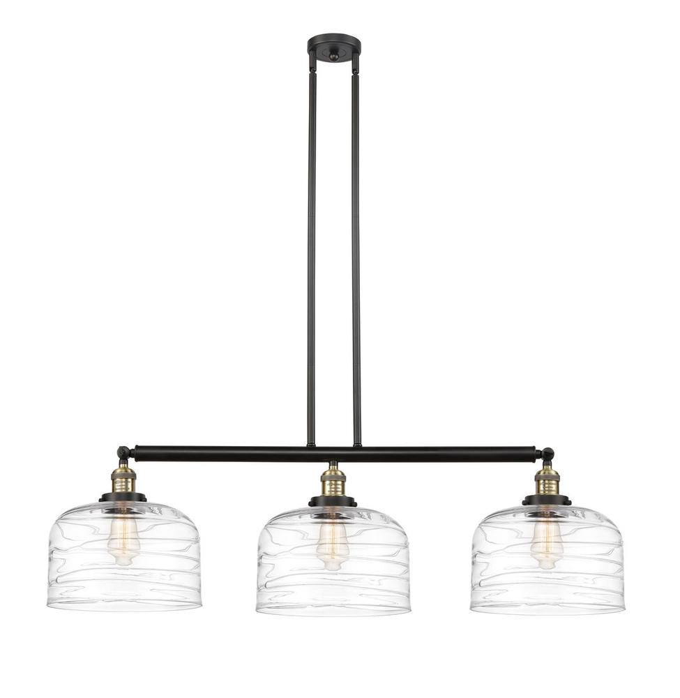 Bell - 3 Light - 42 inch - Black Antique Brass - Stem Hung - Adjustable Island Light
