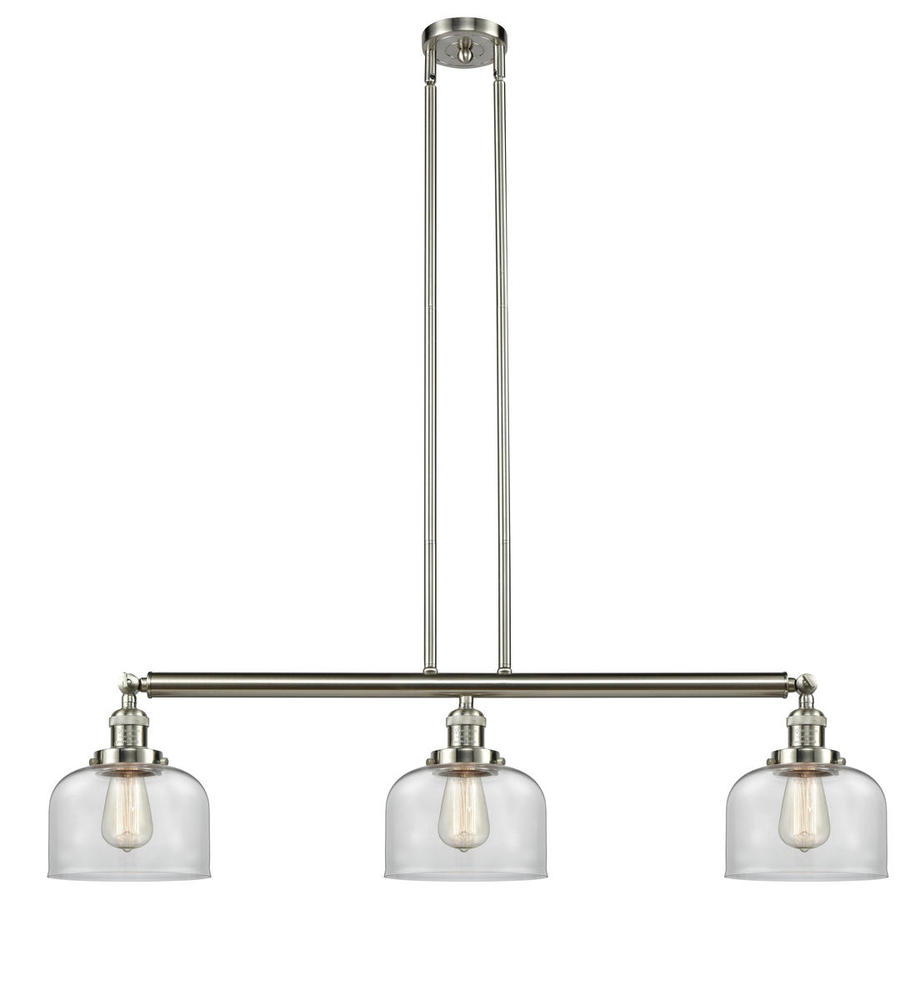 Bell - 3 Light - 41 inch - Brushed Satin Nickel - Stem Hung - Adjustable Island Light