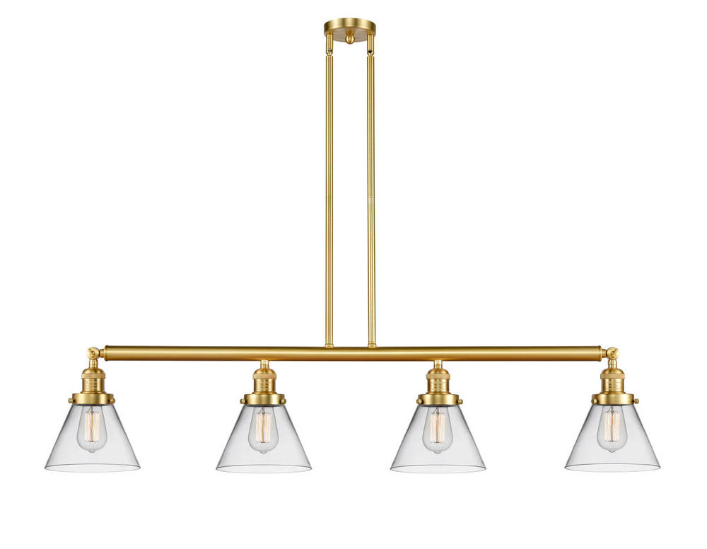 Cone - 4 Light - 52 inch - Satin Gold - Stem Hung - Adjustable Island Light