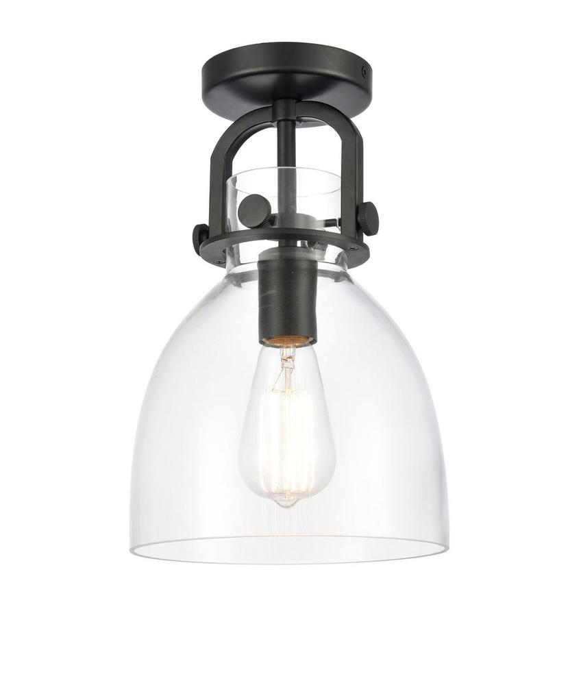 Newton Bell - 1 Light - 8 inch - Matte Black - Semi-Flush Mount