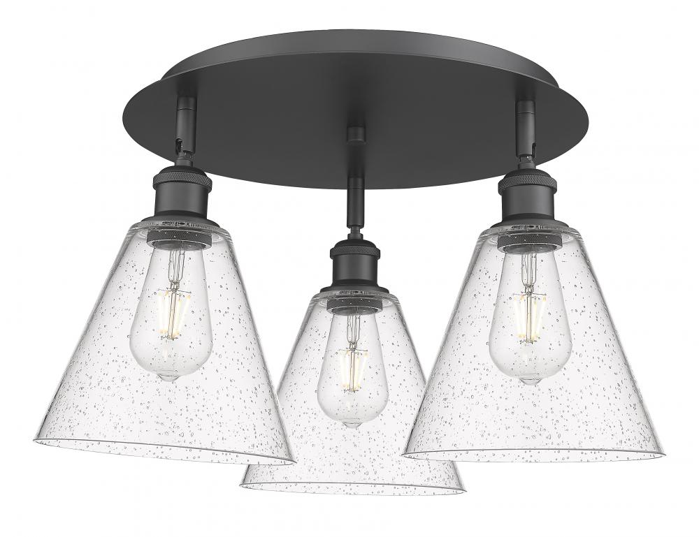 Berkshire - 3 Light - 20 inch - Matte Black - Semi-Flush Mount