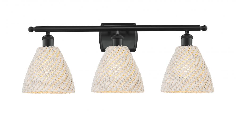 Bristol Natural - 3 Light - 28 inch - Matte Black - Bath Vanity Light