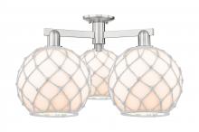 Innovations Lighting 716-3F-SN-G121-10RW - Farmhouse Rope - 3 Light - 28 inch - Brushed Satin Nickel - Semi-Flush Mount