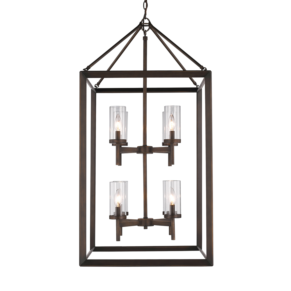 Smyth 8 Light Pendant in Gunmetal Bronze with Clear Glass