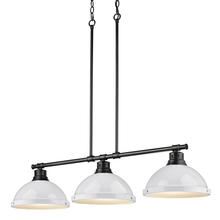 Golden 3602-3LP BLK-WH - Duncan Small Pendant with Chain in Pewter with Clear Glass
