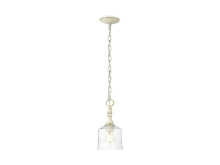 Golden 0806-M1L ABI-HWG - Keating Mini Pendant in Antique Black Iron with Hammered Water Glass Shade