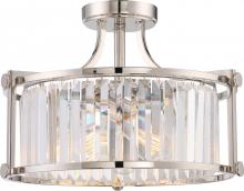 Nuvo 60/5763 - Krys- 3 Light Crystal Accent Semi Flush Mount - Polished Nickel Finish