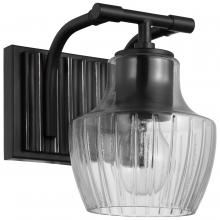 Nuvo 60/7701 - Destin; 1 Light Vanity; Medium Base; 60 Watt; Black And Silver Finish; Clear Ribbed Glass