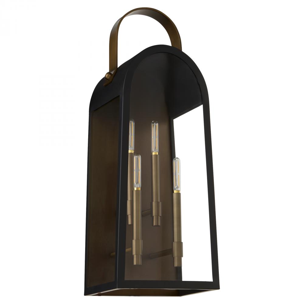 Rossi 30 inches Lantern, Matte Black, Aged Copper