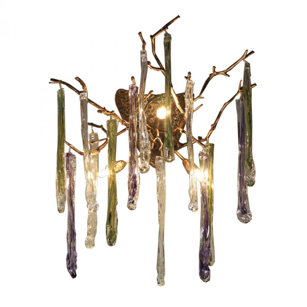 Stalavidri 3 Light Wall Sconce In Talha Bronze With Multi-Hued Spires