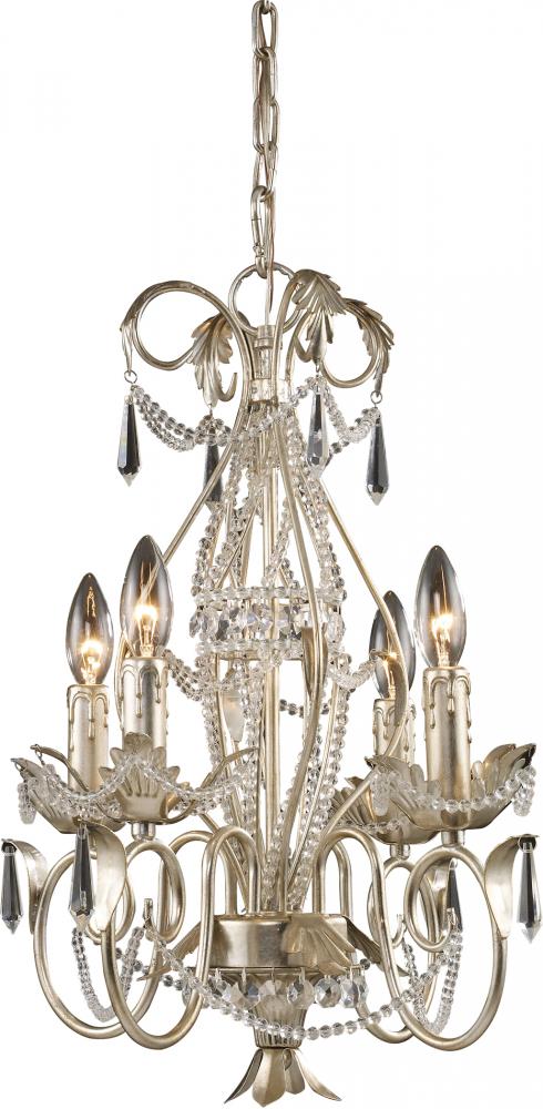 4 Light Chandelier In Silver Leaf